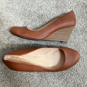 Jessica Simpson Brown Leather Wedge Shoes